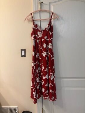 Petite studio Red Floral Slip Dress with White Bloom Print